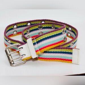 Striped Multicolor Canvas Belt with Grommets